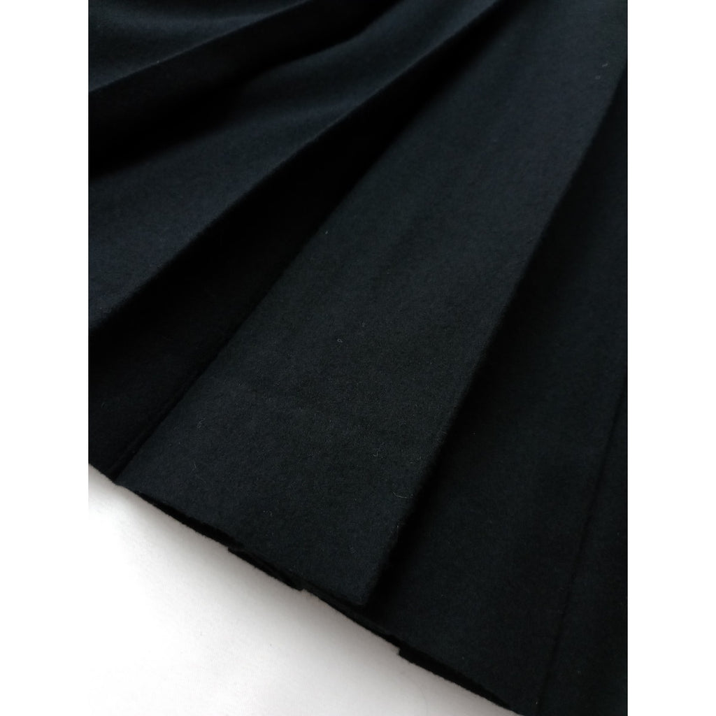 MARGARET HOWELL × FOX BROTHERS マーガレットハウエル FLANNEL SKIRTウール 毛 100％ フランネル  ロングスカート 黒 ブラック 1 (5M＋2682)【中古】