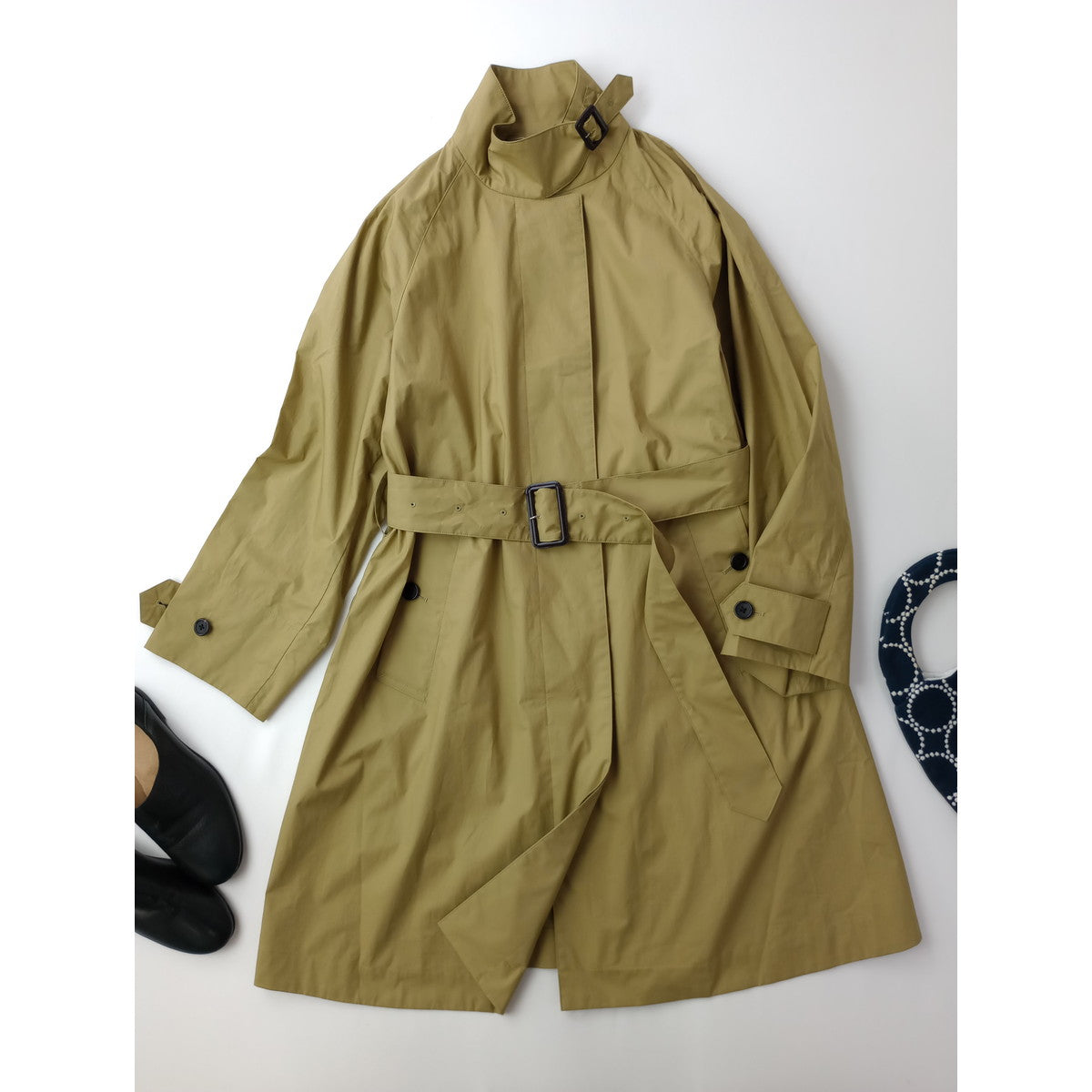 MARGARET HOWELL マーガレットハウエル PROOFED COTTON COATING コットン 綿 100％ ロングコート カーキ 1 【中古】
