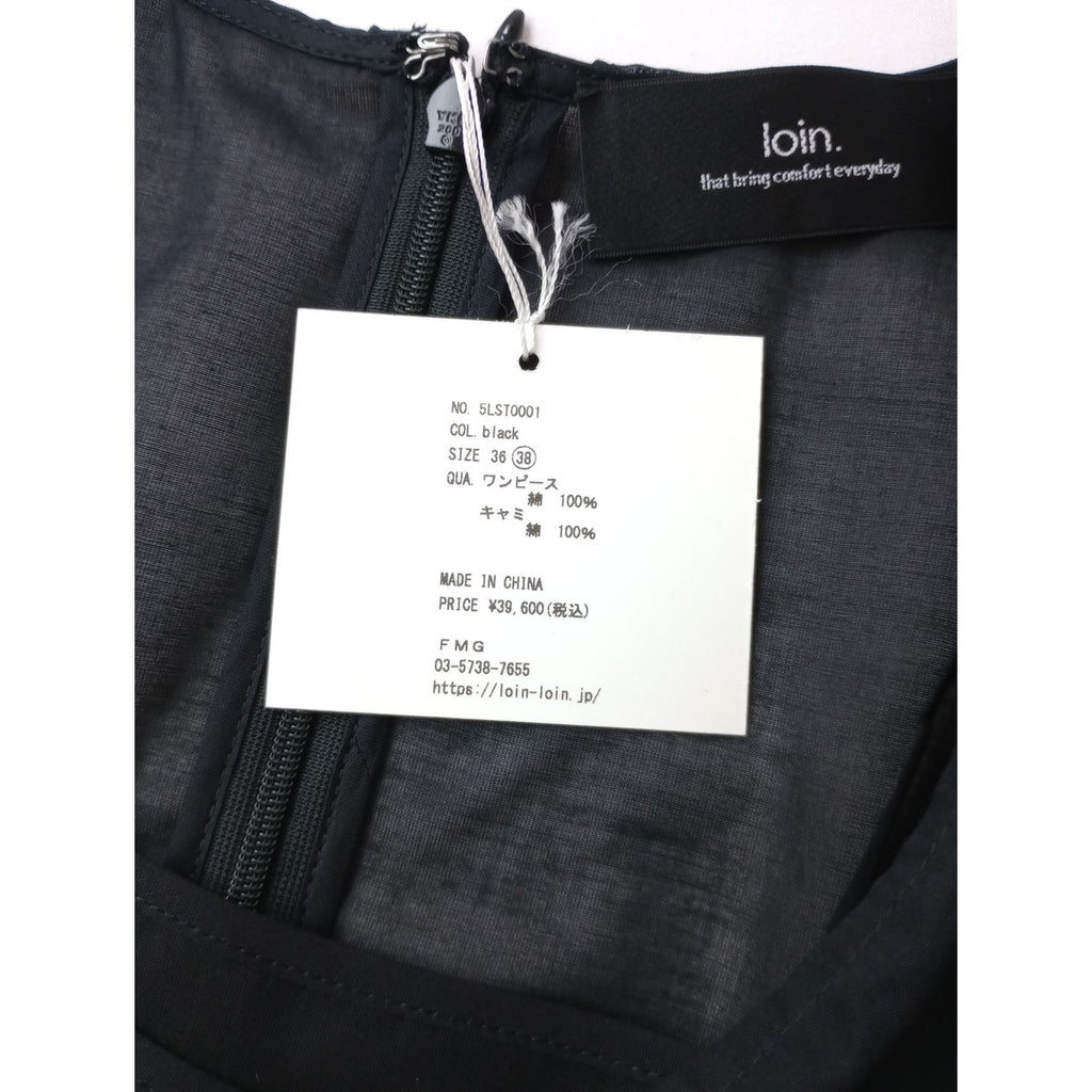 新品  loin. ロワン 井川遥 オーガンジー ワンピース 黒 ブラック 38