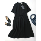 新品 26SS MW tokyo エムダブリュー TRIACETATE  U-NECK DRESS トリアセテート Uネックドレス ロング ワンピース 黒 ブラック 40