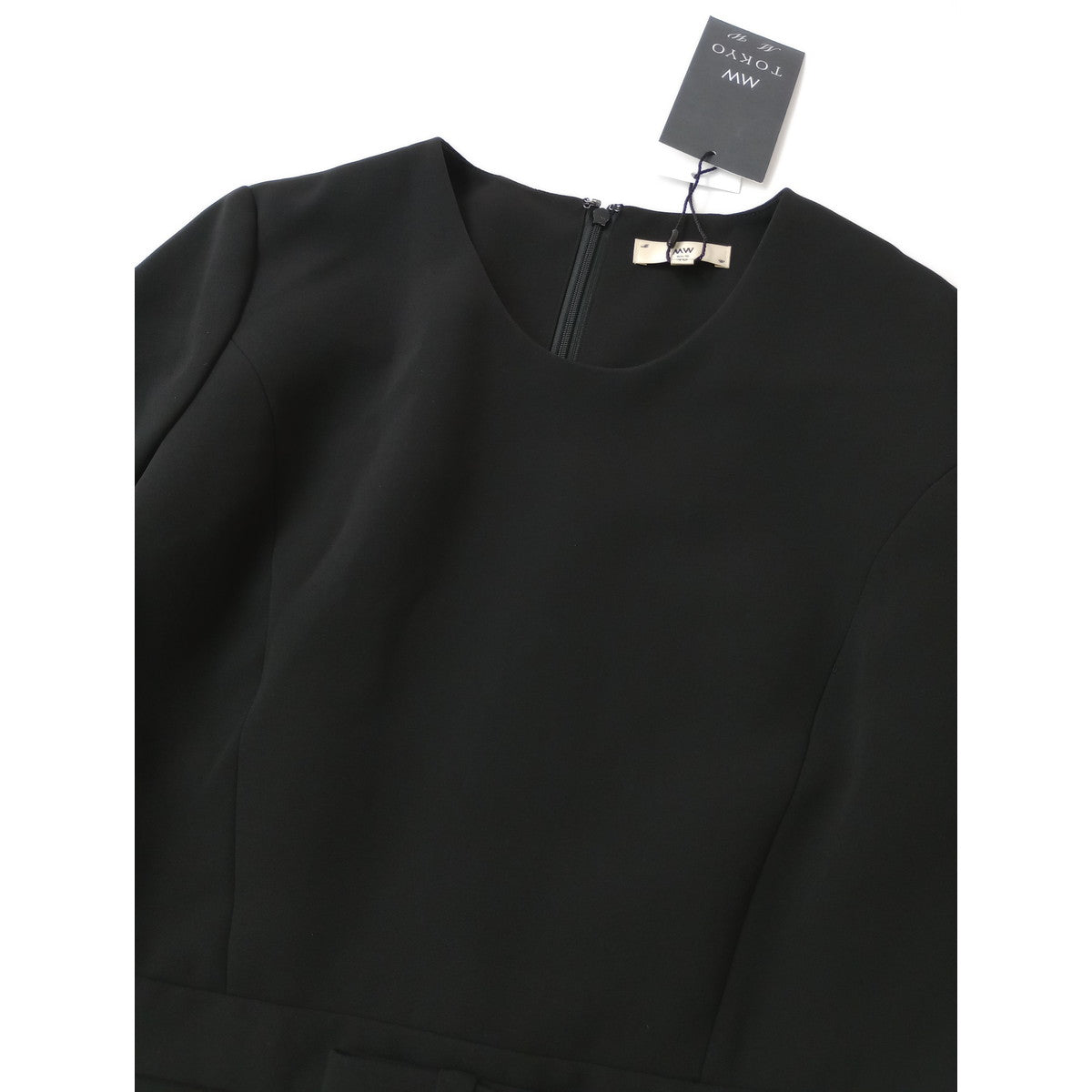 新品 26SS MW tokyo エムダブリュー TRIACETATE  U-NECK DRESS トリアセテート Uネックドレス ロング ワンピース 黒 ブラック 40