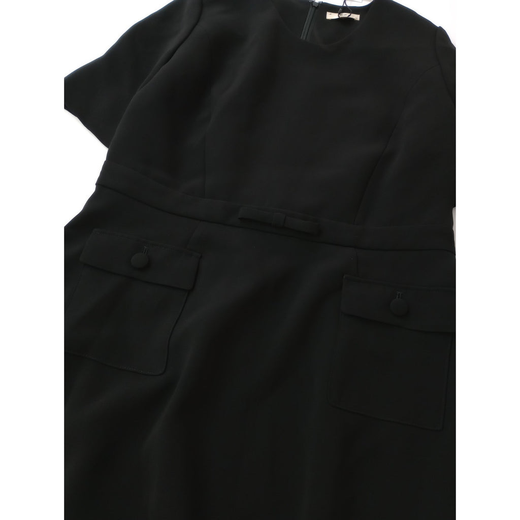 新品 26SS MW tokyo エムダブリュー TRIACETATE  U-NECK DRESS トリアセテート Uネックドレス ロング ワンピース 黒 ブラック 40