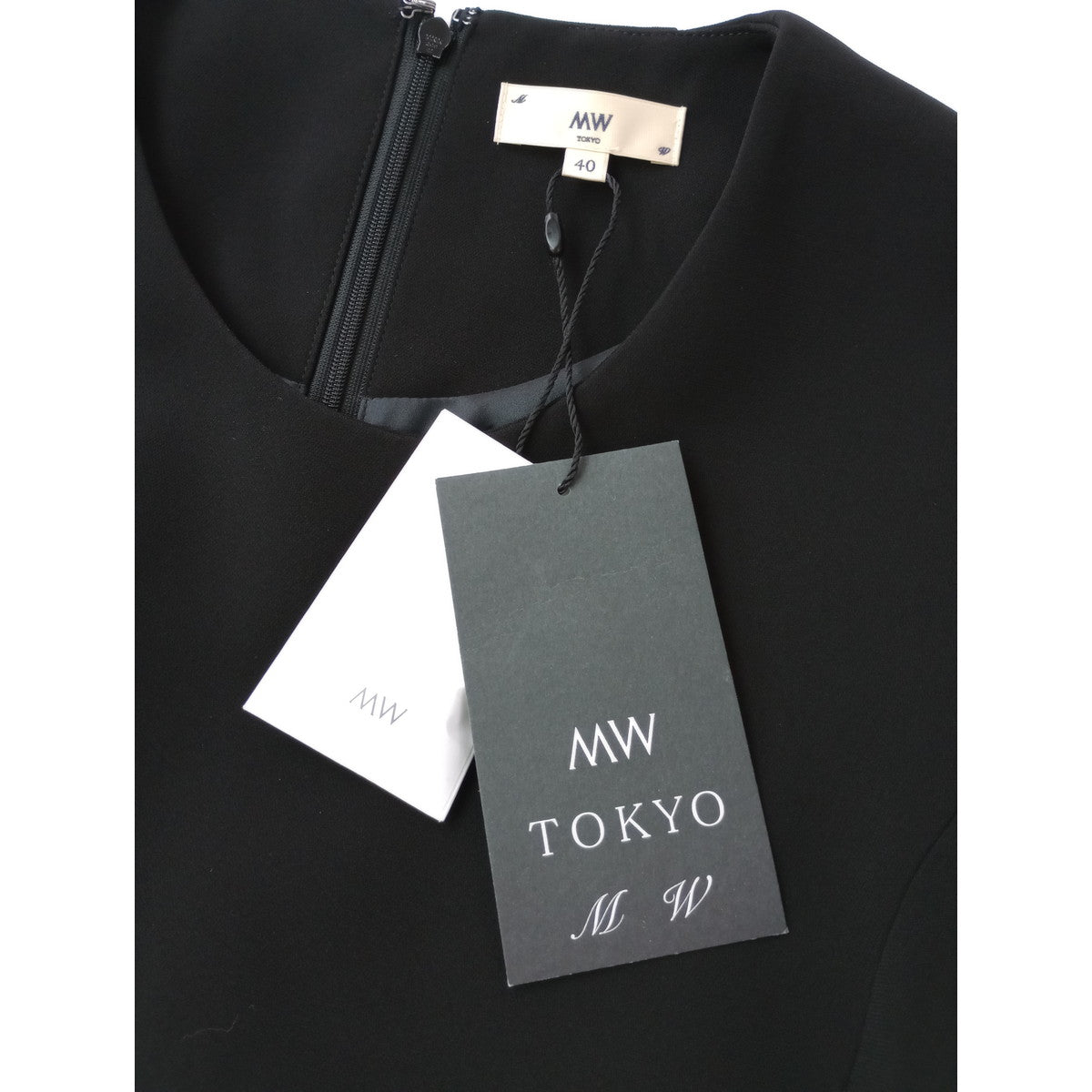 新品 26SS MW tokyo エムダブリュー TRIACETATE  U-NECK DRESS トリアセテート Uネックドレス ロング ワンピース 黒 ブラック 40