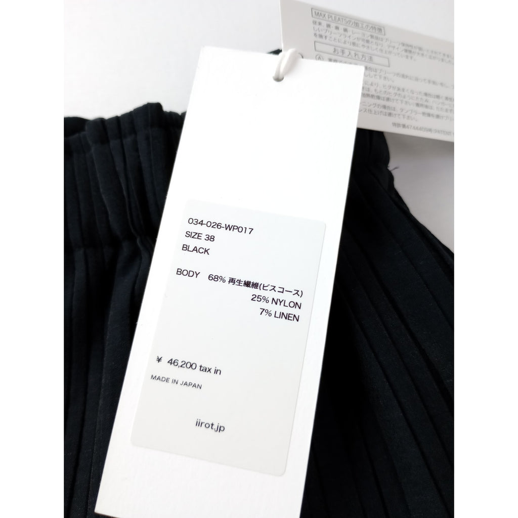 新品 26SS  IIROT イロット  Pleats Easy Pants_Black プリーツ イージーパンツ 黒 ブラック 38