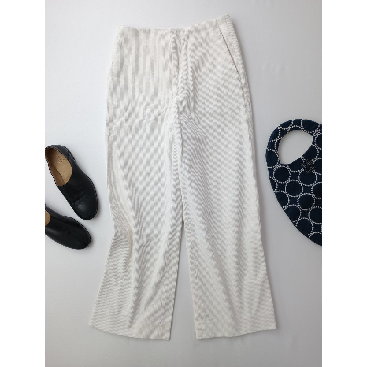 DRAWER  ドゥロワー  コーデュロイ ワイド パンツ  白 36 (5M＋2234)【中古】