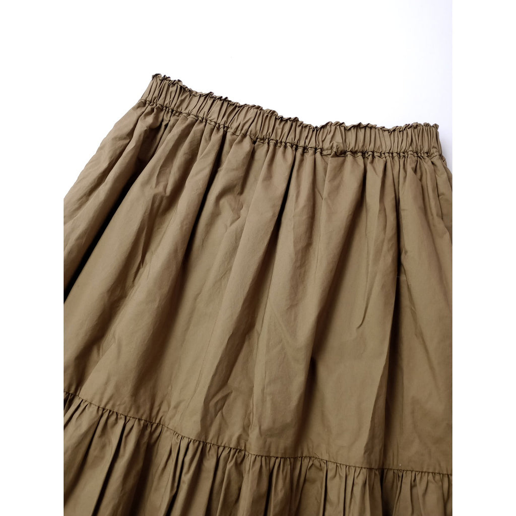Cloth＆Cross クロスアンドクロス 雅姫 バテンレースタック ティアード スカート ロング カーキ 【中古】