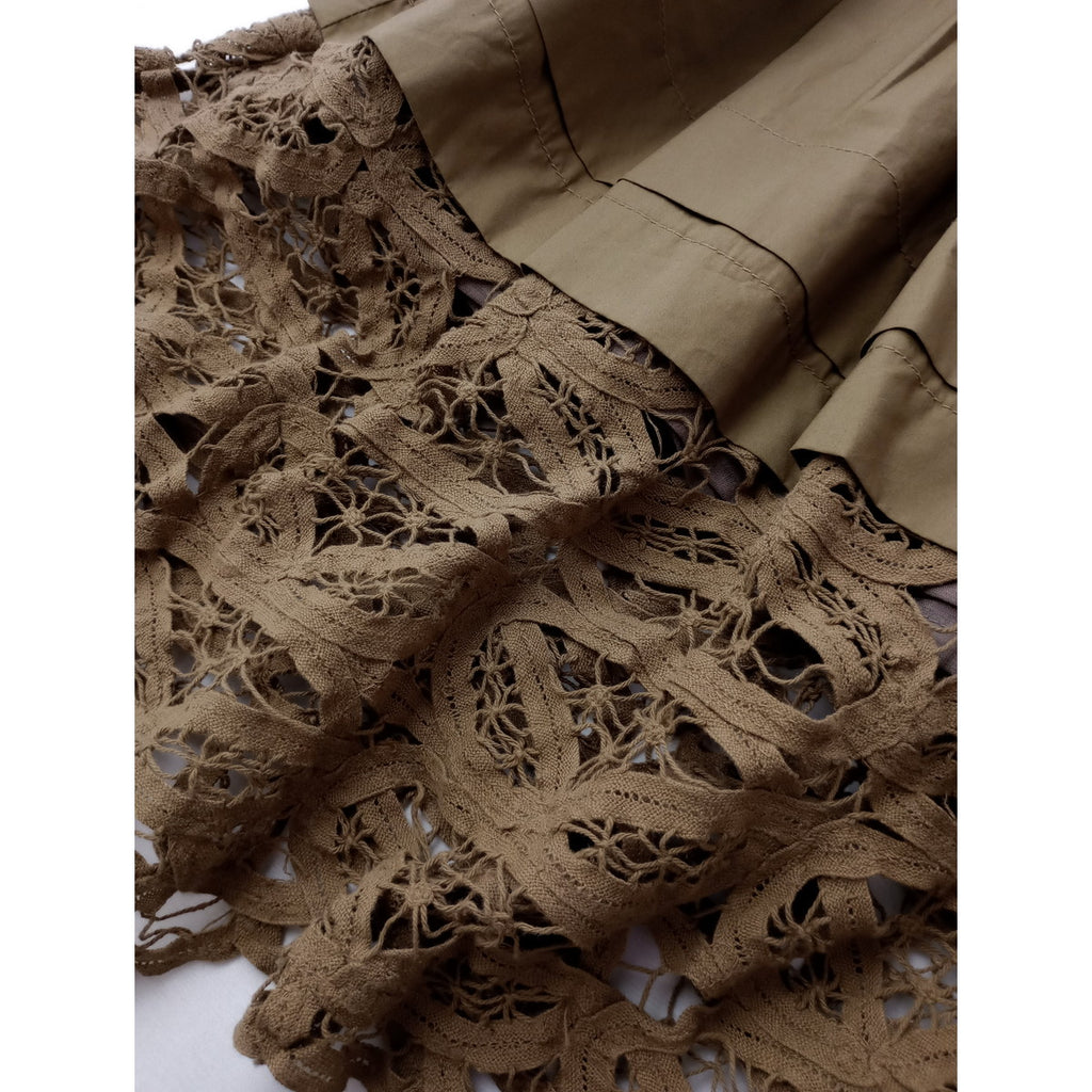 Cloth＆Cross クロスアンドクロス 雅姫 バテンレースタック ティアード スカート ロング カーキ 【中古】