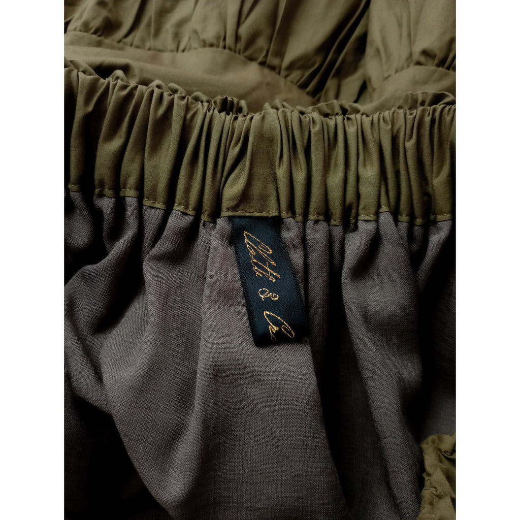 Cloth＆Cross クロスアンドクロス 雅姫 バテンレースタック ティアード スカート ロング カーキ 【中古】