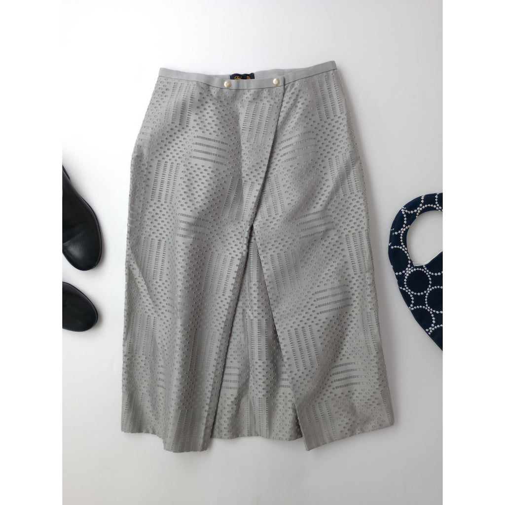 DRAWER  ドゥロワー  透かし  ジャガード  スカート グレー 38 【中古】
