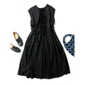 Antipast アンティパスト COATED COTTON DRESS フリル ドレス ロングワンピース  1 黒 ブラック 【中古】