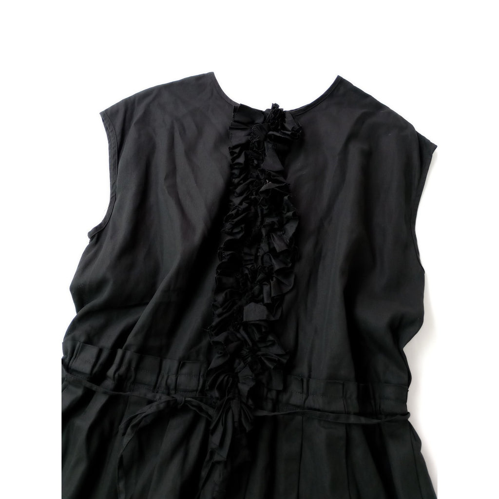 Antipast アンティパスト COATED COTTON DRESS フリル ドレス ロングワンピース  1 黒 ブラック 【中古】