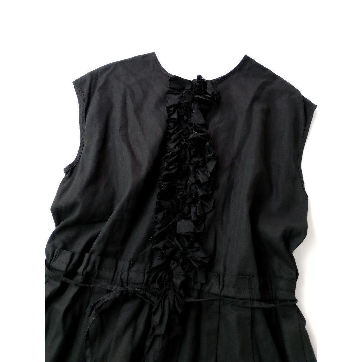 Antipast アンティパスト COATED COTTON DRESS フリル ドレス ロングワンピース  1 黒 ブラック 【中古】