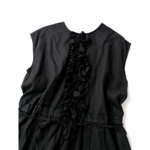 Antipast アンティパスト COATED COTTON DRESS フリル ドレス ロングワンピース  1 黒 ブラック 【中古】