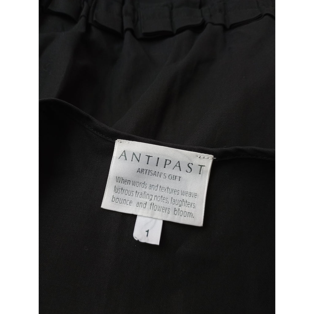 Antipast アンティパスト COATED COTTON DRESS フリル ドレス ロングワンピース  1 黒 ブラック 【中古】