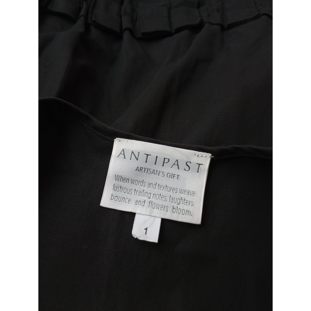 Antipast アンティパスト COATED COTTON DRESS フリル ドレス ロングワンピース  1 黒 ブラック 【中古】