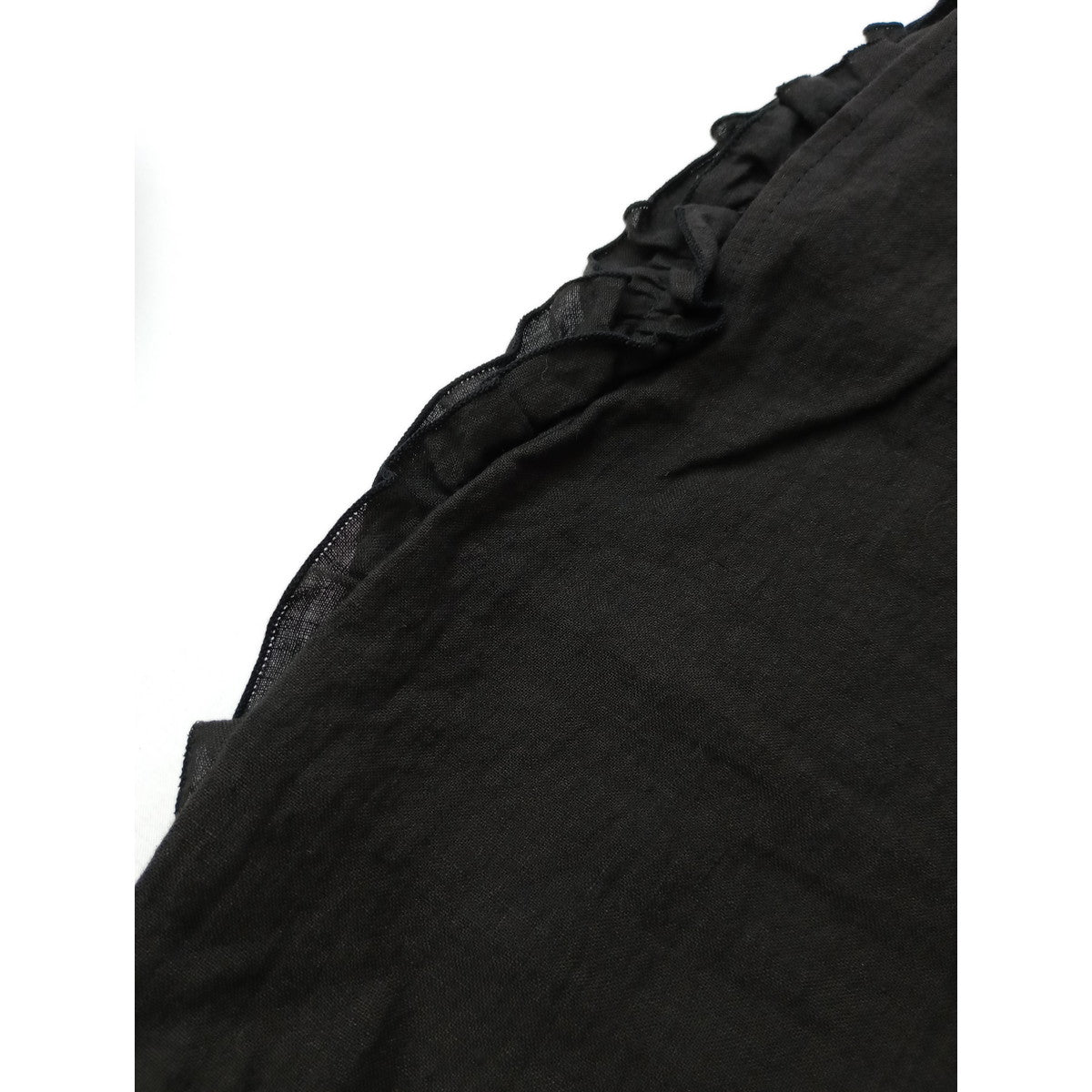 SOWA   ソーワ フリル ワイド パンツ リネン 麻 100％ 黒 ブラック 【中古】