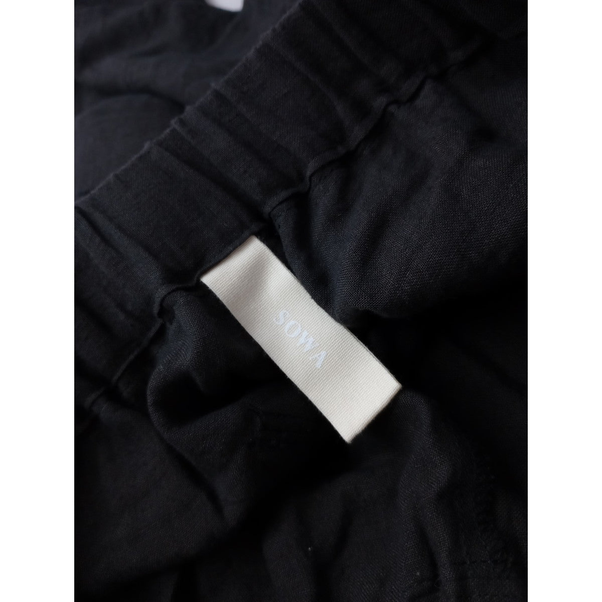 SOWA   ソーワ フリル ワイド パンツ リネン 麻 100％ 黒 ブラック 【中古】