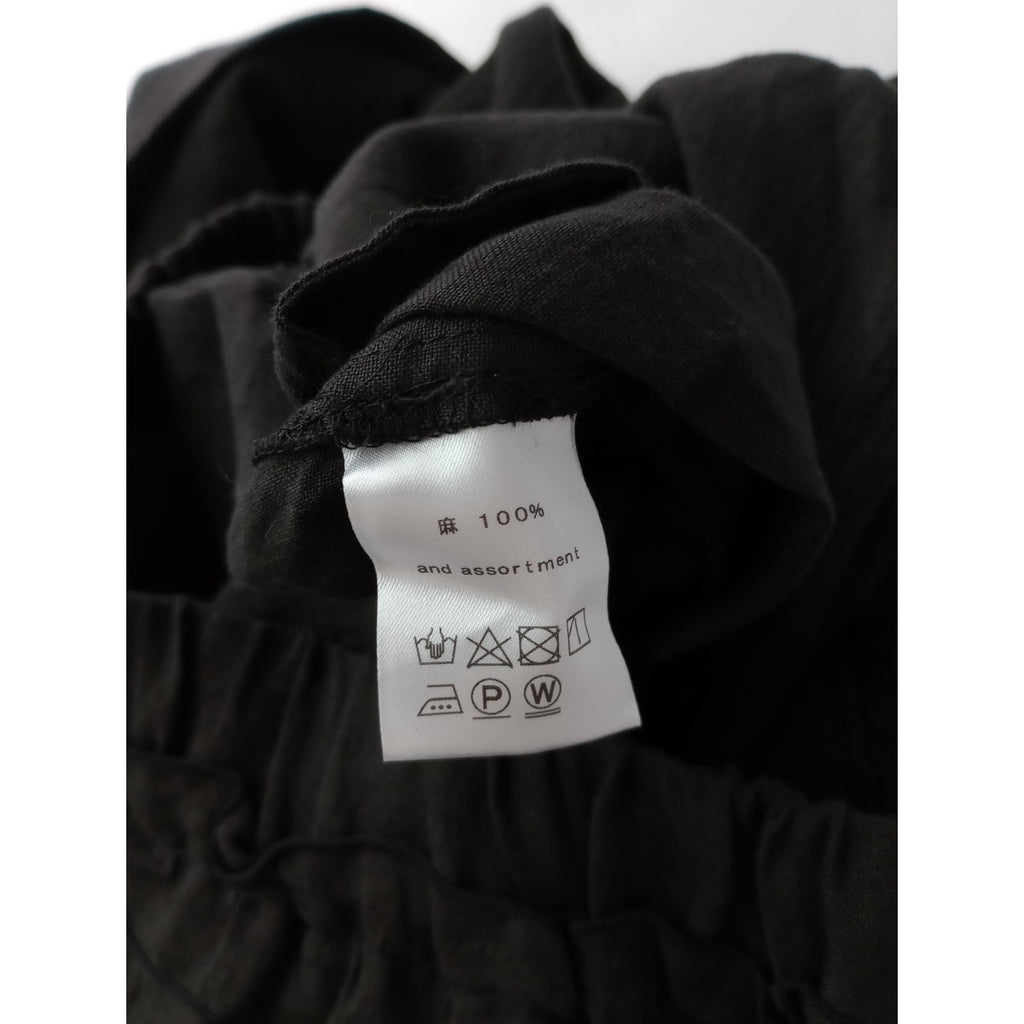 SOWA   ソーワ フリル ワイド パンツ リネン 麻 100％ 黒 ブラック 【中古】