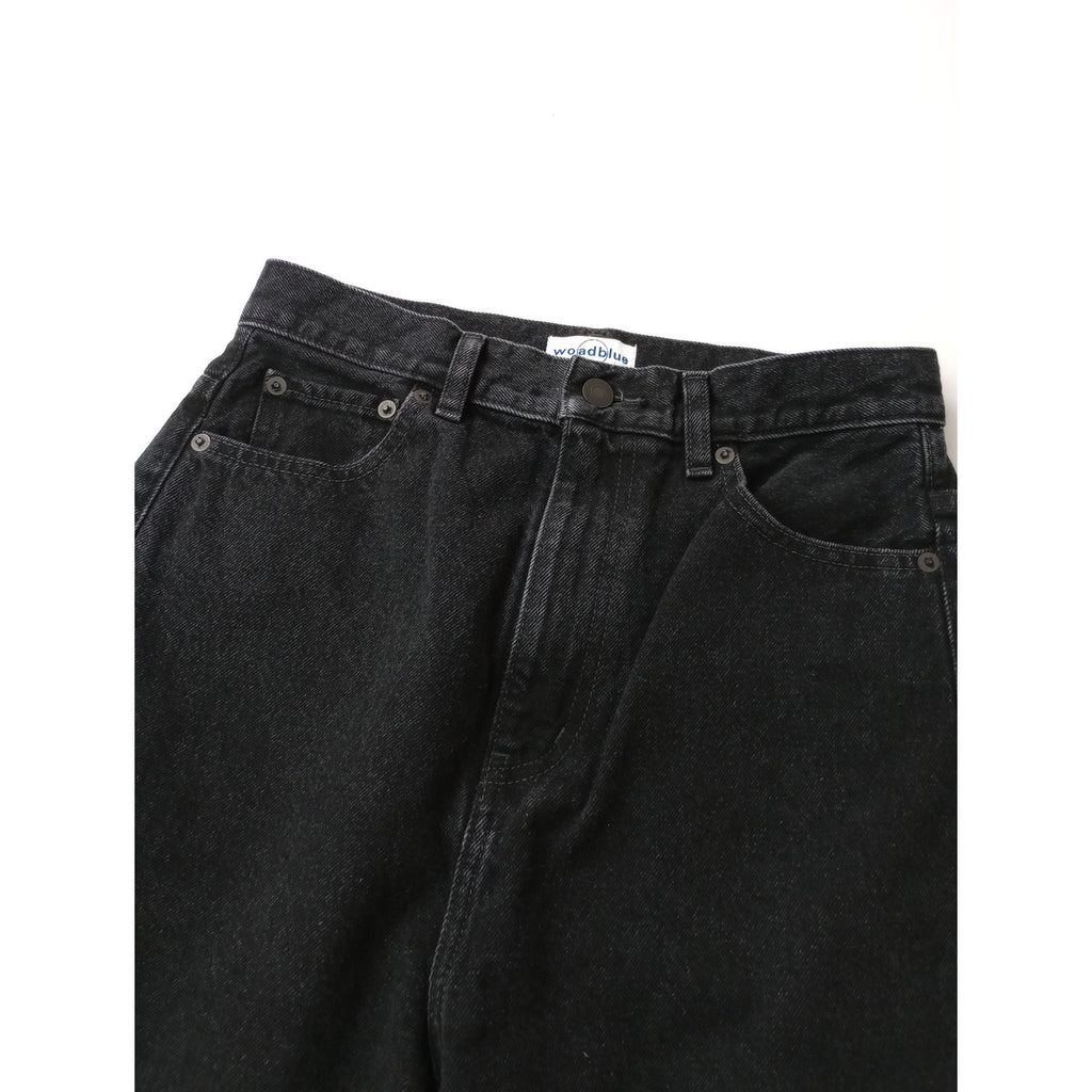 26SS  woadblue ウォードブルー 坪田あさみさん コラボ THE STRAIGHT ストレート デニムパンツ ウォッシュド リジット ハイライズ  黒 ブラック25【中古】