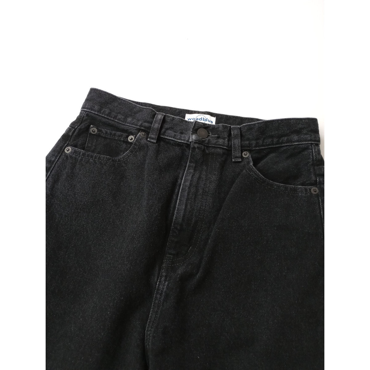 26SS  woadblue ウォードブルー 坪田あさみさん コラボ THE STRAIGHT ストレート デニムパンツ ウォッシュド リジット ハイライズ  黒 ブラック25【中古】