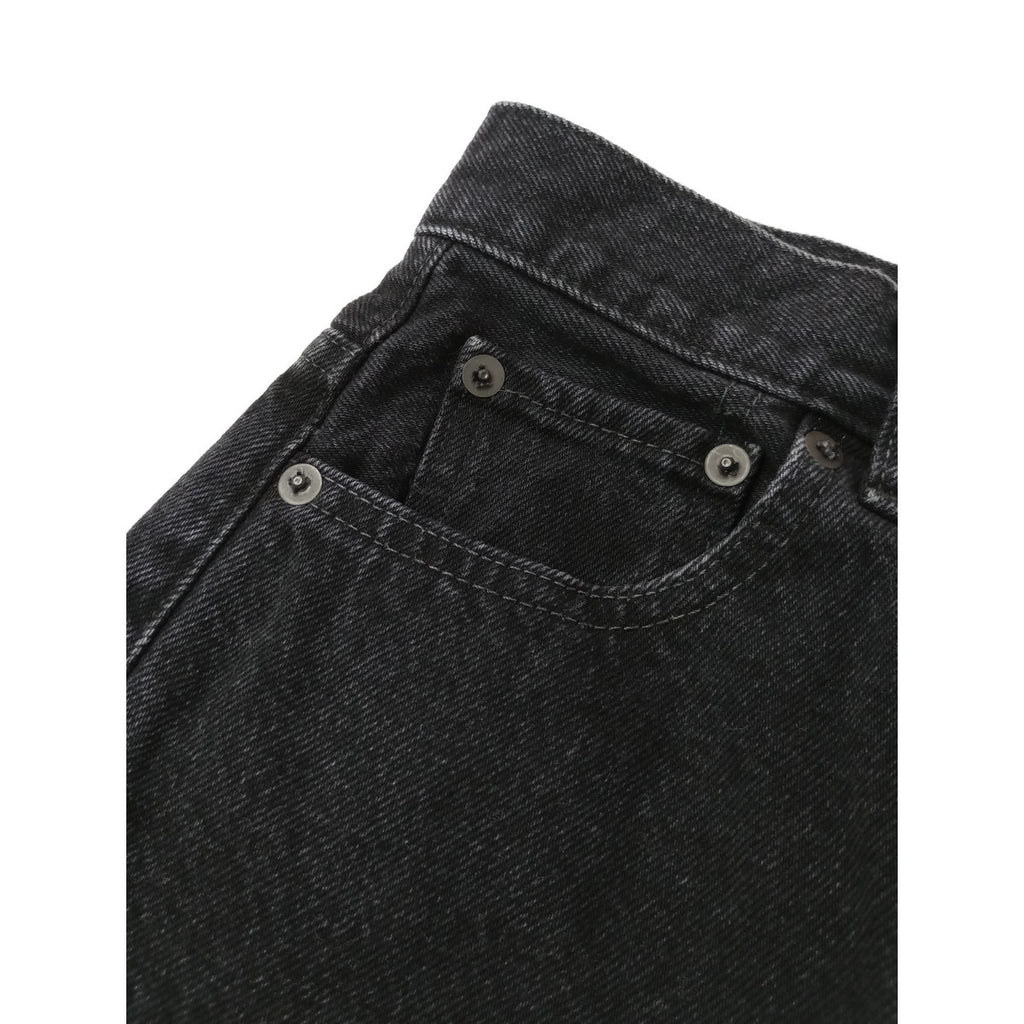 26SS  woadblue ウォードブルー 坪田あさみさん コラボ THE STRAIGHT ストレート デニムパンツ ウォッシュド リジット ハイライズ  黒 ブラック25【中古】