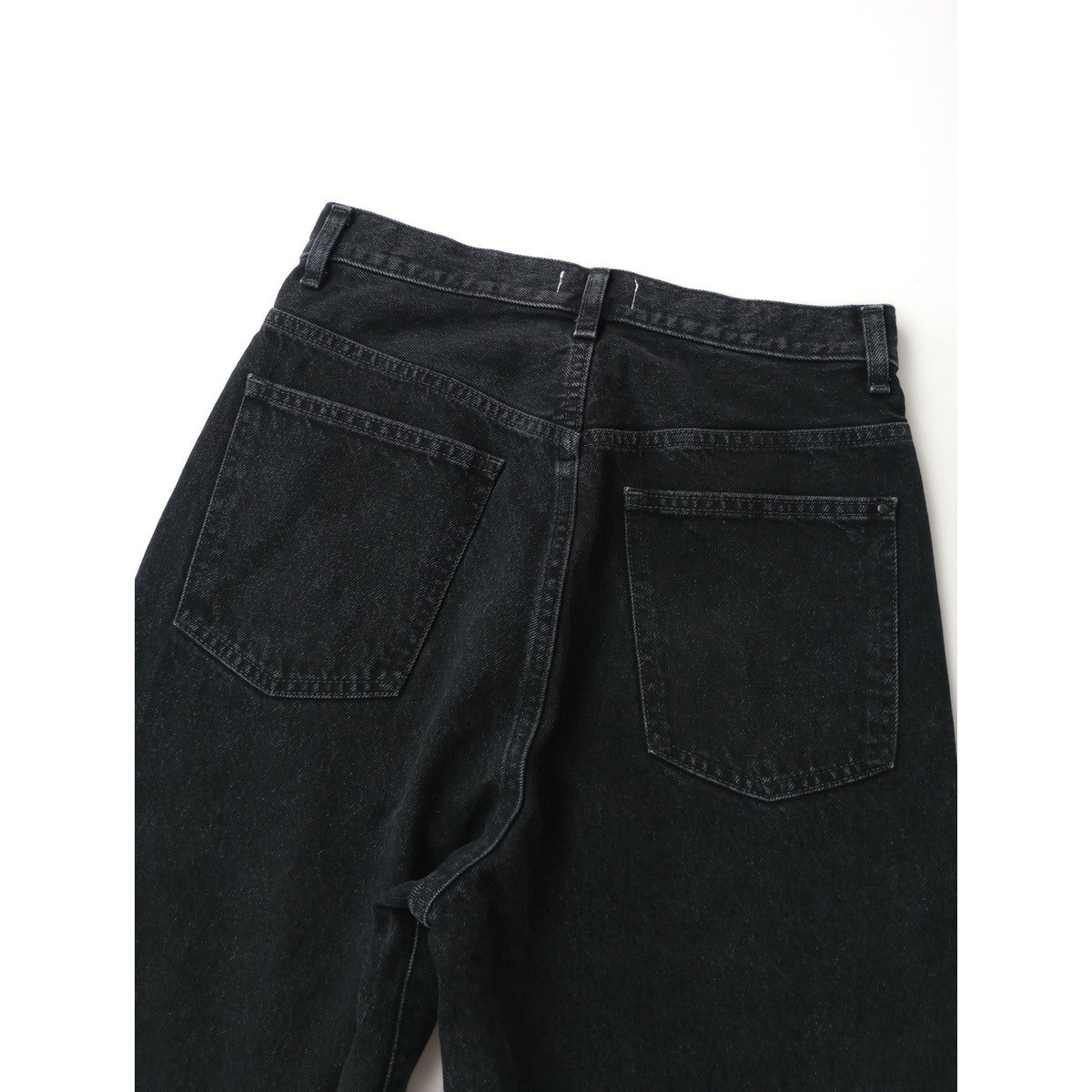 26SS  woadblue ウォードブルー 坪田あさみさん コラボ THE STRAIGHT ストレート デニムパンツ ウォッシュド リジット ハイライズ  黒 ブラック25【中古】