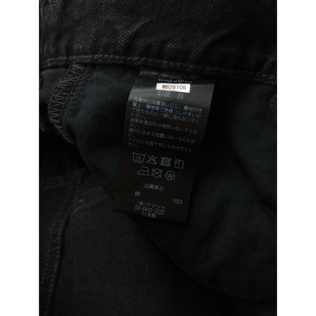 26SS  woadblue ウォードブルー 坪田あさみさん コラボ THE STRAIGHT ストレート デニムパンツ ウォッシュド リジット ハイライズ  黒 ブラック25【中古】