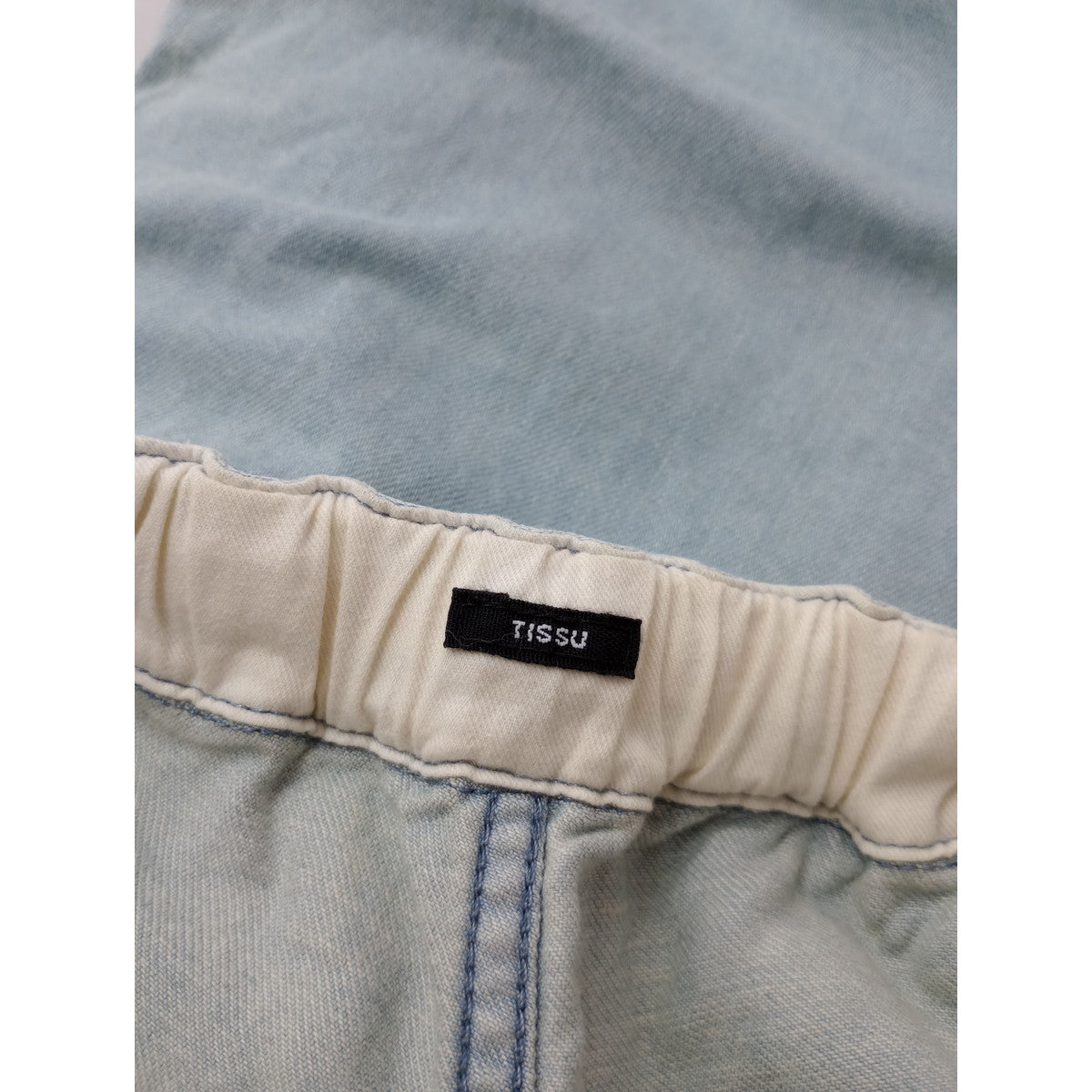 TISSU ティシュ サフィランリネンデニムイージーテーパードPT パンツ ブリーチ ライトブルー 【中古】
