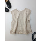 R&D.M.Co- OLDMANS TAILOR オールドマンズテーラー LINEN COTTON FRILL DECO BUTTON BIB フリル デコレーション ボタン ビブ ベスト トップス 生成り 【中古】