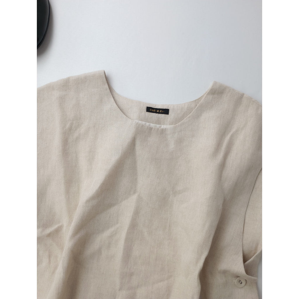 R&D.M.Co- OLDMANS TAILOR オールドマンズテーラー LINEN COTTON FRILL DECO BUTTON BIB フリル デコレーション ボタン ビブ ベスト トップス 生成り 【中古】
