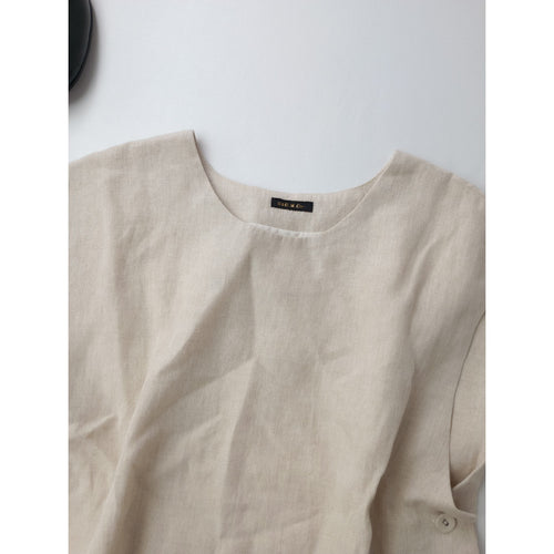 R&D.M.Co- OLDMANS TAILOR オールドマンズテーラー LINEN COTTON FRILL DECO BUTTON BIB フリル デコレーション ボタン ビブ ベスト トップス 生成り 【中古】