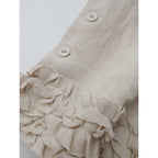 R&D.M.Co- OLDMANS TAILOR オールドマンズテーラー LINEN COTTON FRILL DECO BUTTON BIB フリル デコレーション ボタン ビブ ベスト トップス 生成り 【中古】