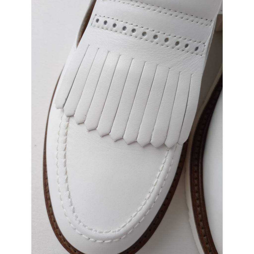新品 PLAIN PEOPLE プレインピープル LUCA GROSSI ルカグロッシ フリンジローファー レザー マニッシュシューズ 靴 38  白