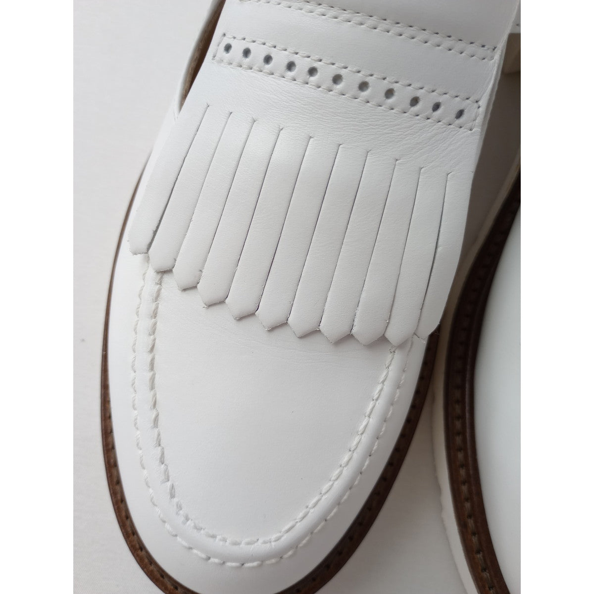 新品 PLAIN PEOPLE プレインピープル LUCA GROSSI ルカグロッシ フリンジローファー レザー マニッシュシューズ 靴 38  白