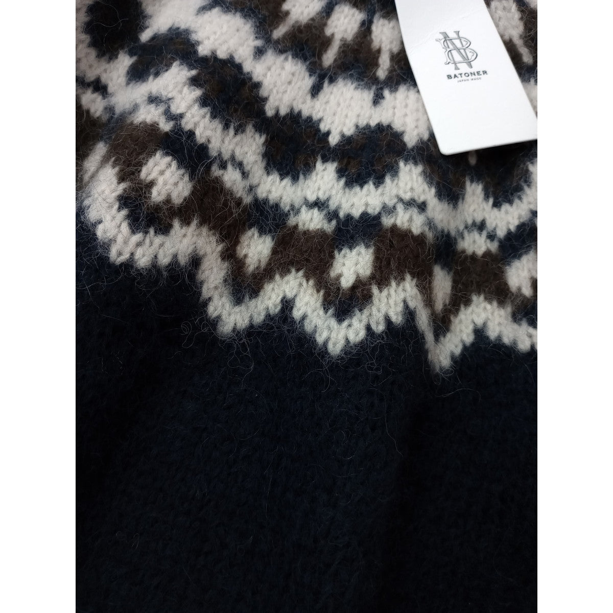 BATONER バトナー MOHAIR NORDIC CREW NECK モヘヤ ノルディック クルーネック ニット セーター  ネイビー  1  (6M＋2336)【中古】