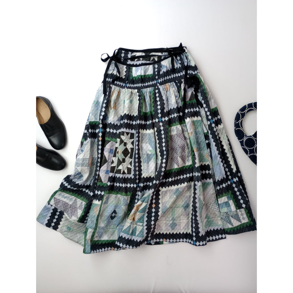 ASEEDONCLOUD アシードンクラウド Tree carol skirt Mosaic quilt print キルトパッチワーク柄 ロングスカート マルチカラー  【中古】
