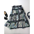 ASEEDONCLOUD アシードンクラウド Tree carol skirt Mosaic quilt print キルトパッチワーク柄 ロングスカート マルチカラー  【中古】