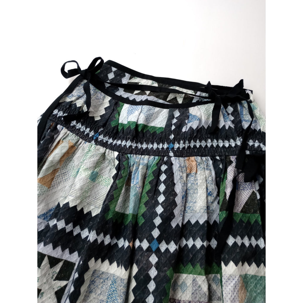 ASEEDONCLOUD アシードンクラウド Tree carol skirt Mosaic quilt print キルトパッチワーク柄 ロングスカート マルチカラー  【中古】
