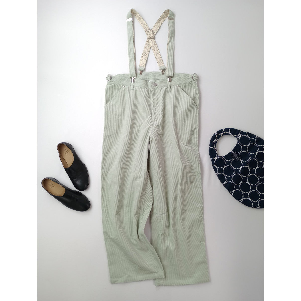 SOWA ソーワ corduroy pants mint サスペンダー コーデュロイパンツ ミント ライムグリーン (6M＋1584) 【中古】