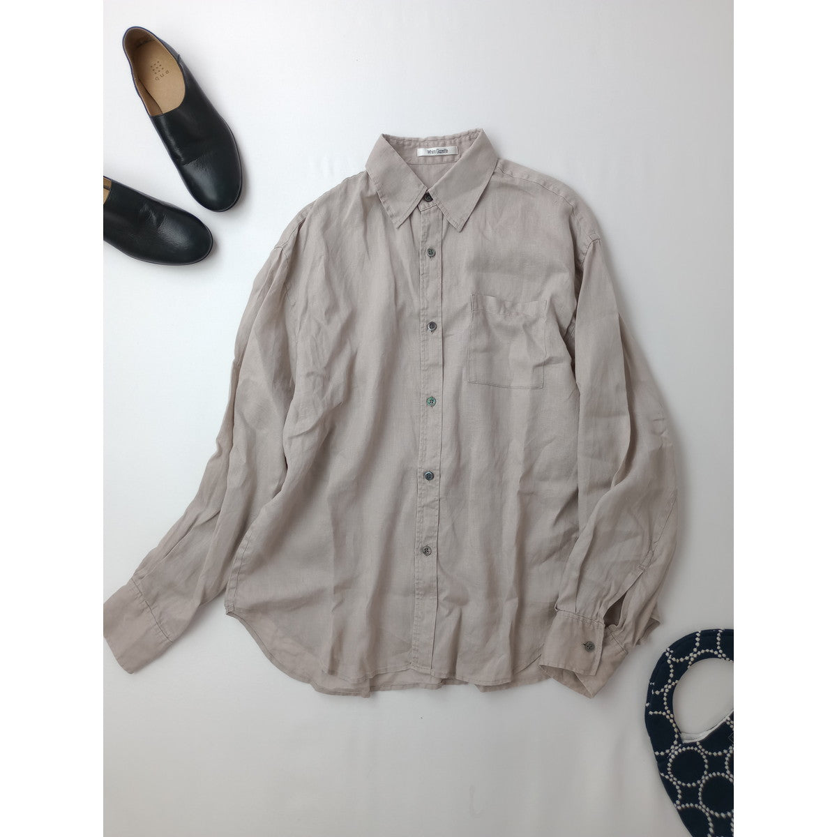 25SS Whim Gazette ウィム ガゼット リネン キャンバスシャツ  ベージュ 【中古】