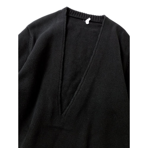 ゴーシュ Vネック ニット ロング ワンピース 黒 ブラック 2  (6M＋2652)【中古】