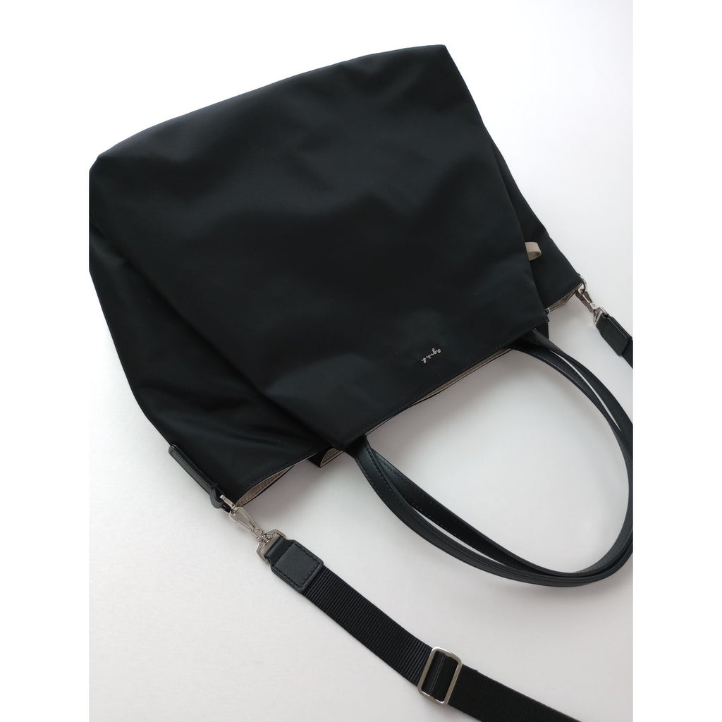 agnes b. アニエスベー ナイロン ラージ トートバッグ ショルダー 黒 ブラック  【中古】