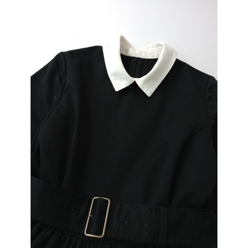 foufou フーフー【THE DRESS #22】bicolor one piece バイカラーワンピース 黒 ブラック 白 0  【中古】