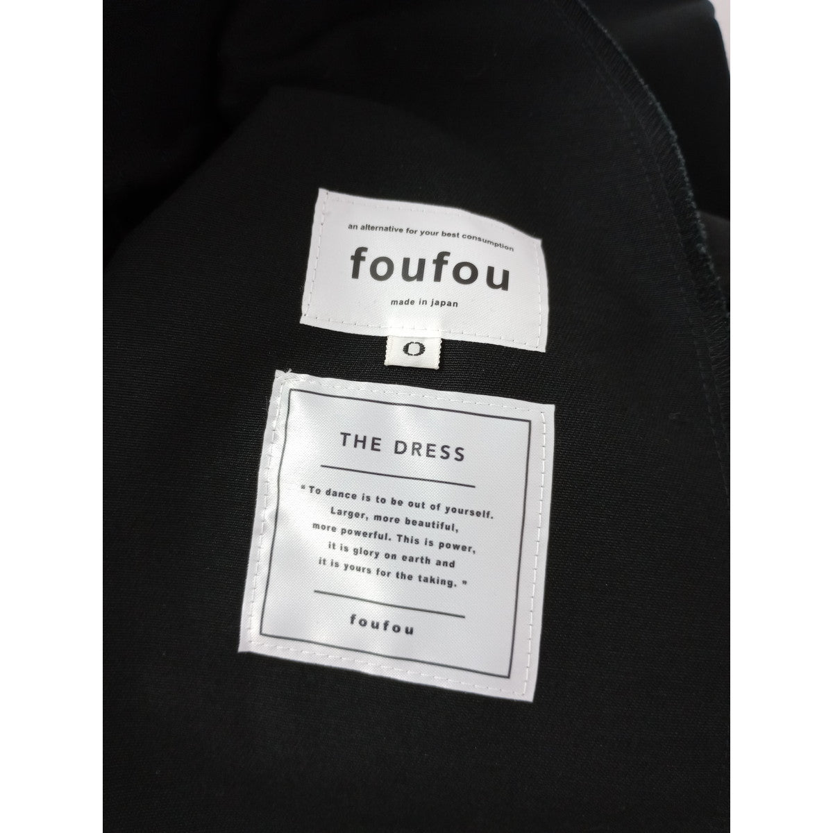 foufou フーフー【THE DRESS #22】bicolor one piece バイカラーワンピース 黒 ブラック 白 0  【中古】