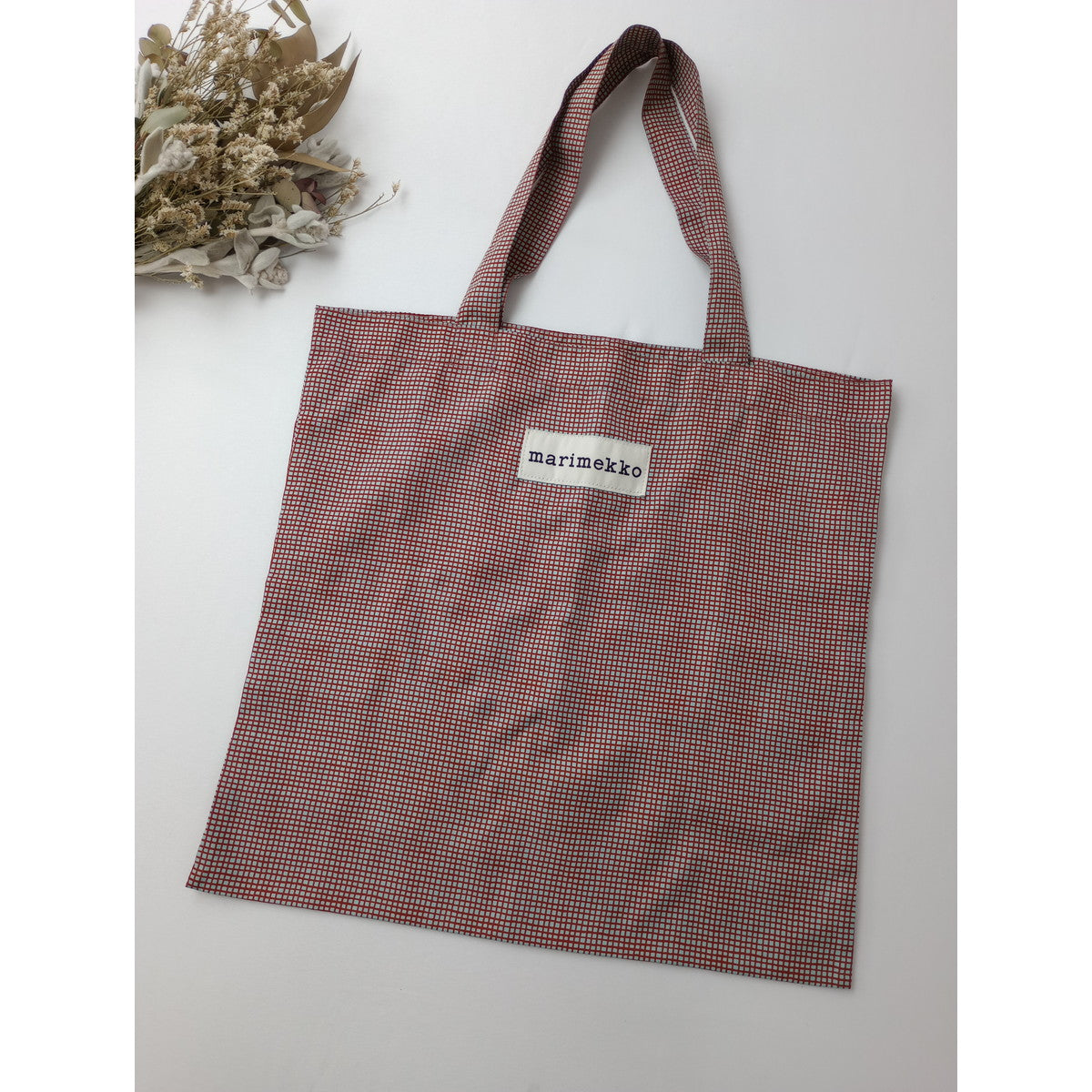 marimekko マリメッコ VERKKO TOTE BAG ヴェルッコ トートバッグ  ブラウン ブルー 【中古】
