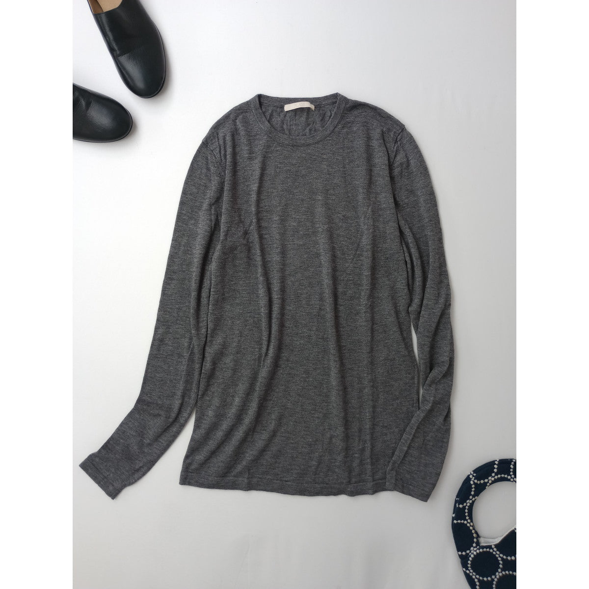 Plage  プラージュ  CU WO Fine  ニット 長袖 クルーネック  トップス  グレー  【中古】