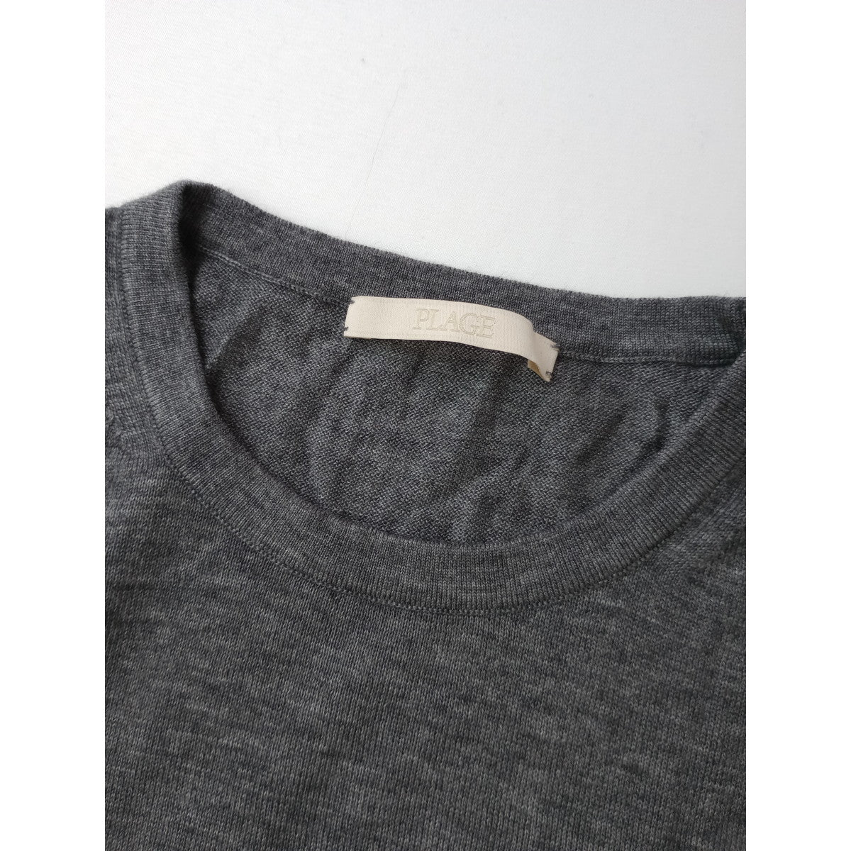 Plage  プラージュ  CU WO Fine  ニット 長袖 クルーネック  トップス  グレー  【中古】