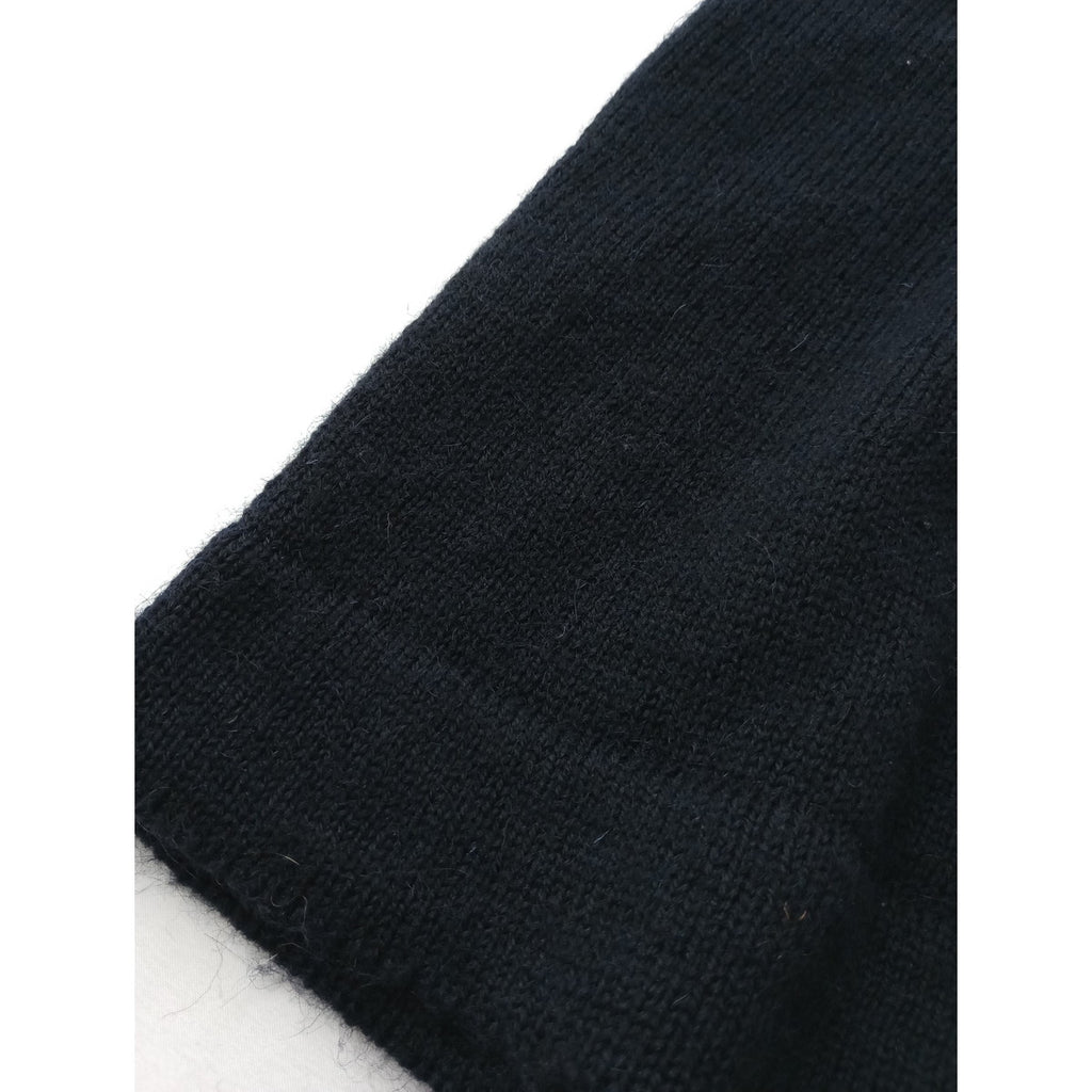 homspun ホームスパン ウール 毛 100％ 半袖 ニット セーター 黒 ブラック F  (7M＋1206)【中古】