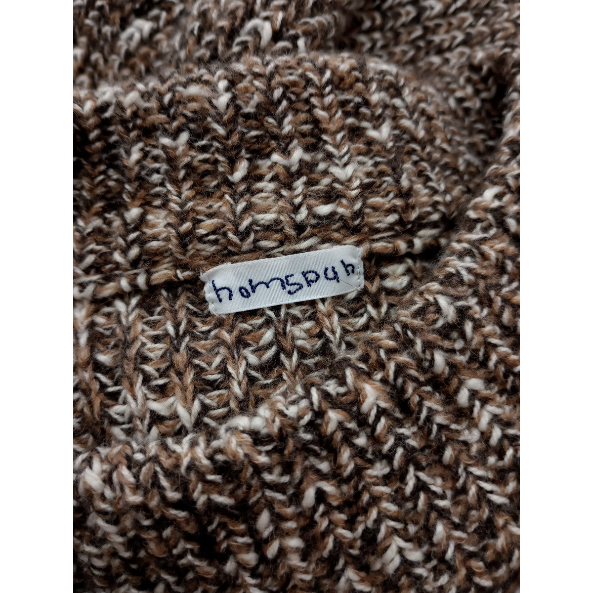 homspun ホームスパン メリノウール × 綿スラブ 片畦編み ロングカーディガン ブラウン (7M＋1209)【中古】