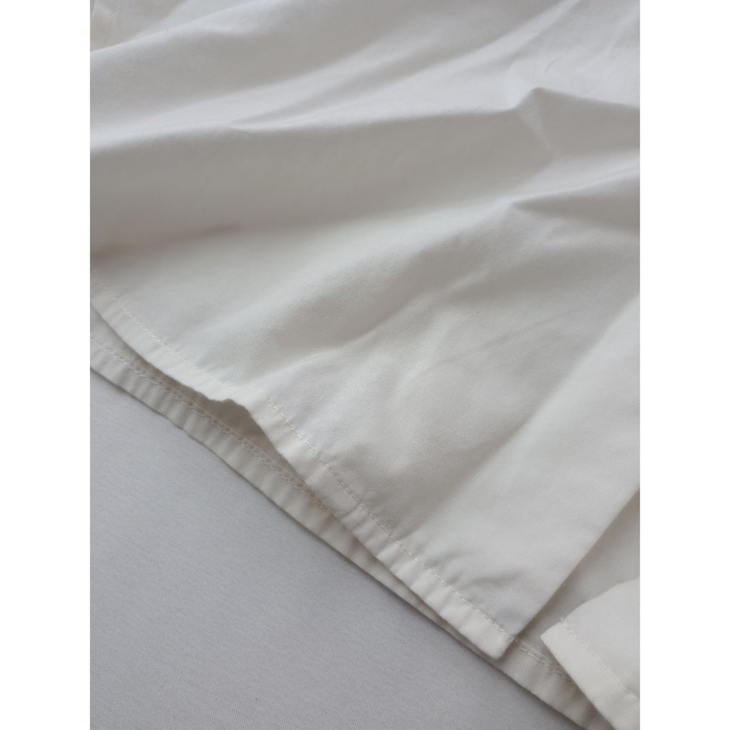 homspun  ホームスパン  フリルカラー  コットン  綿 100％ 長袖 シャツ ブラウス 白 ホワイト F 【中古】